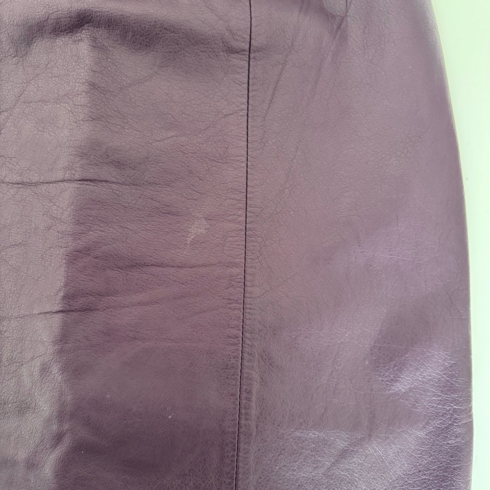 Jacqueline Ferrar Maroon Leather Midi Skirt Classic Vintage 90s Size 6 - Picture 4 of 8